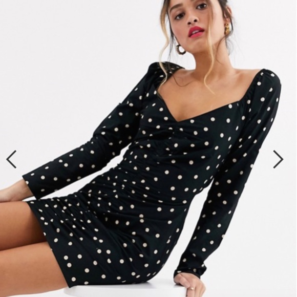 ASOS sweetheart neck ruched front mini dress - Picture 1 of 4